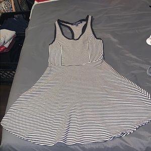 Black and white racer back mini dress
